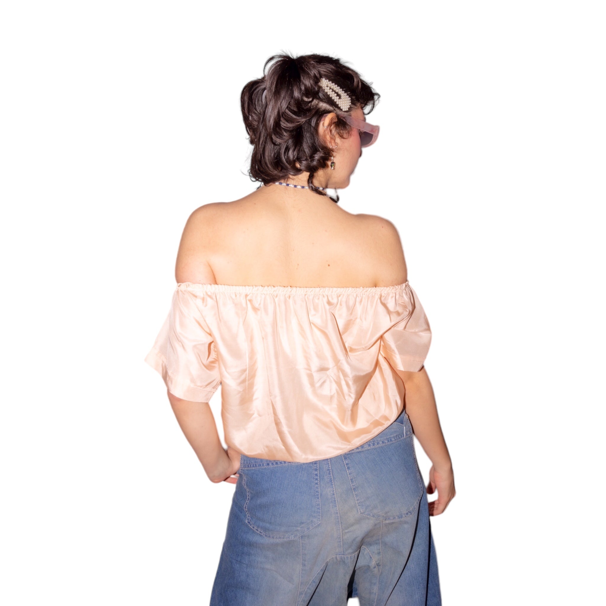 Camicia con scollo cipria